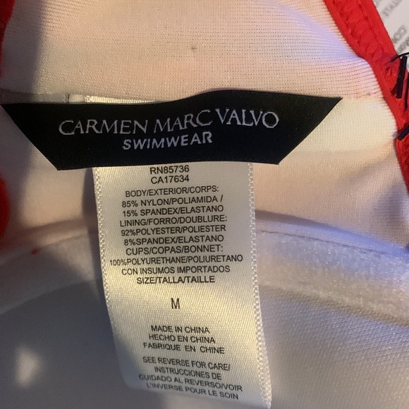 NWT Carmen Marc Valvo Swim Sense Red scarlet Wrap Top - Picture 4 of 12
